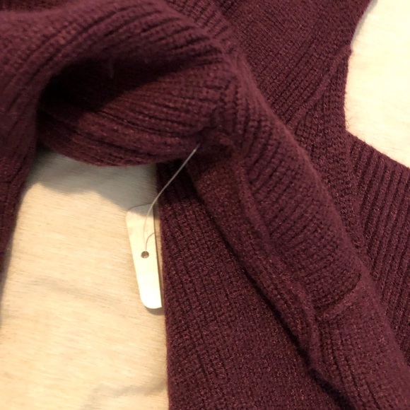 Free people sweater cut out dark red puff sleeve new - Picture 7 of 12